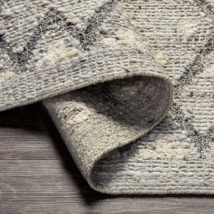 Elisha Geometric Handmade Flatweave Wool Gray Area Rug Joss & Main